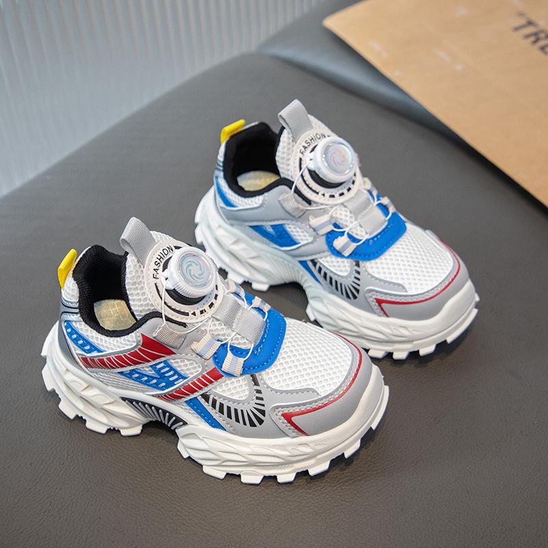 Kids Breathable Mesh Rotating Buckle Casual Chunky Sneakers 26