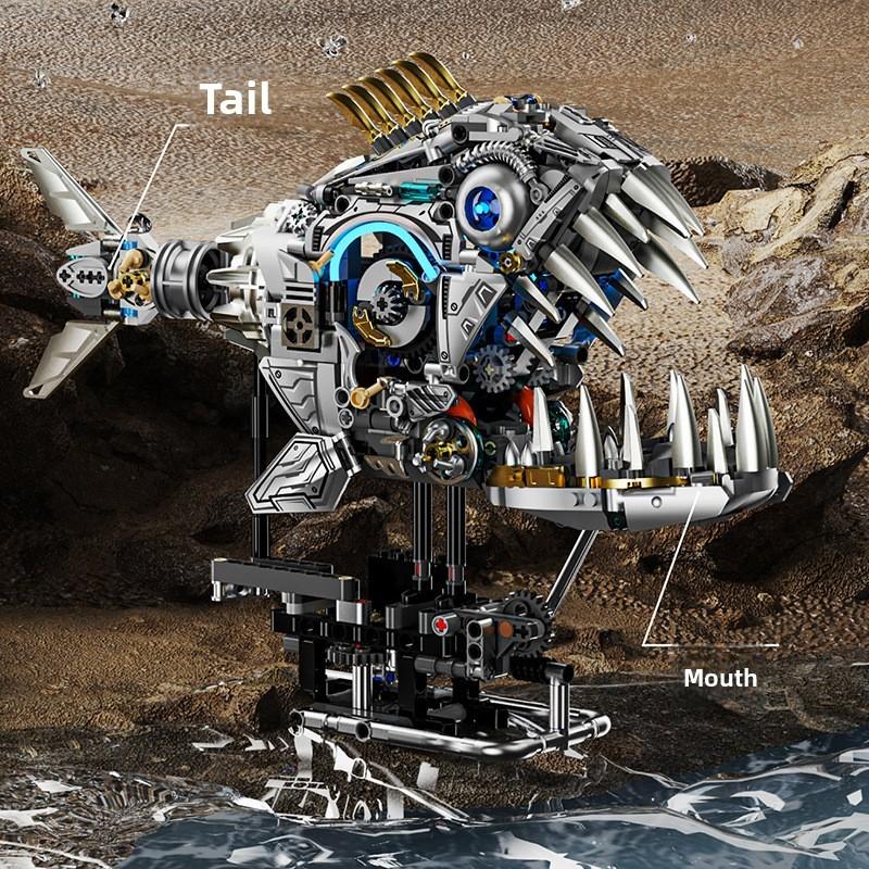 Mechanical Piranha Assembly Building Block Children Toy With Luminous Function