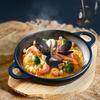 Korean Cast Iron Round Steak Plate Special Dishes Commercial Barbecue Pot Steak Pan Non Stick Plate Barbecue Tray Sizzling Plate