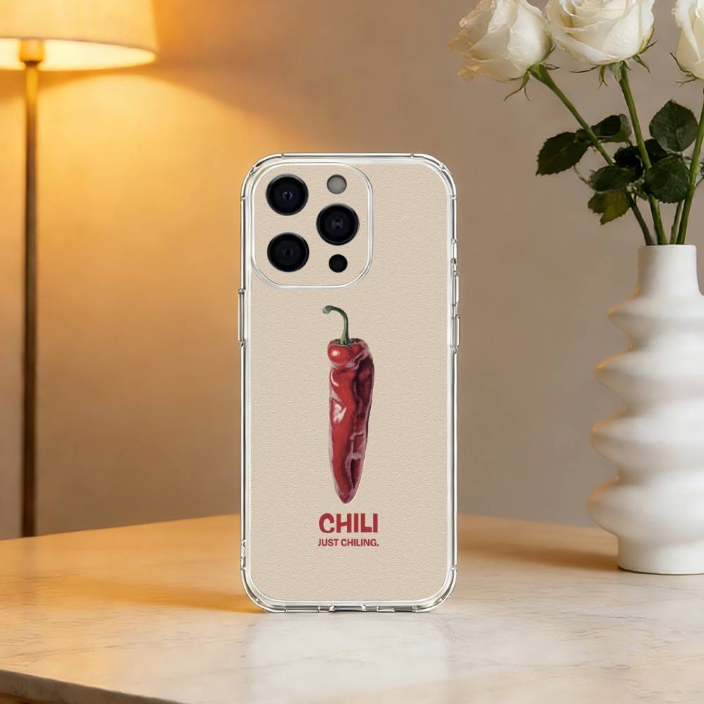 Love Red Chili Phone Case For iPhone 17 16 15 14 13 12 11 Mini Pro Max Plus Transparent Cover