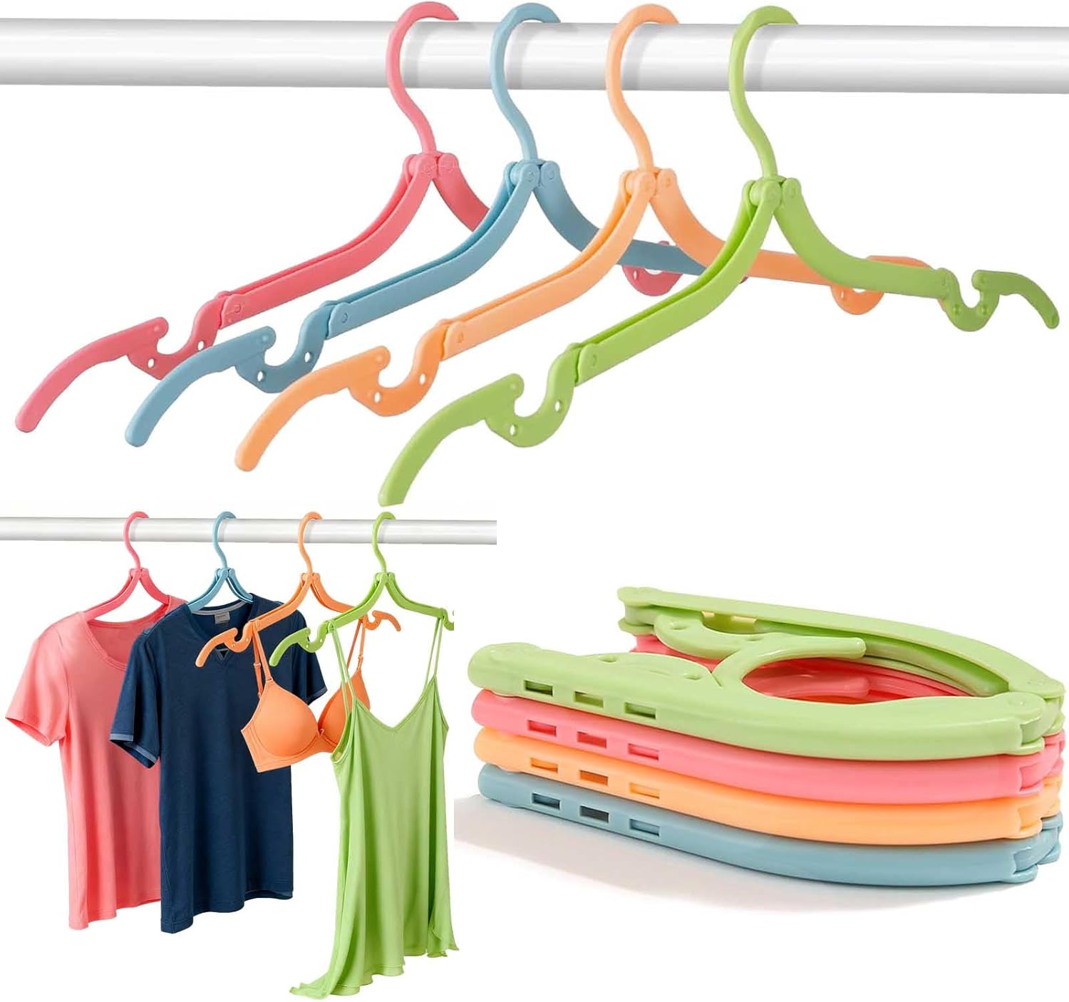 12Pcs Travel Foldable Portable Plastic Folding Clothes Hangers Space Savin