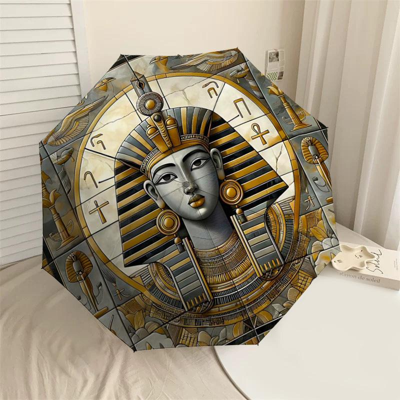 

1PC Egyptian, Pharaoh Umbrella-8-Rib Reinforced Portable Folding Travel Suitable for All Seasons Outdoor Daily Use-H0339