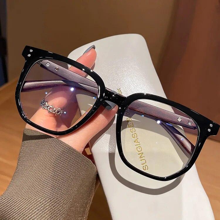 Fashion Wood Grain Anti-blue Light Reading Glasses Retro Large Frame Presbyopia Eyeglasses For Women Men Diopter 0 +1.0 To +4.0