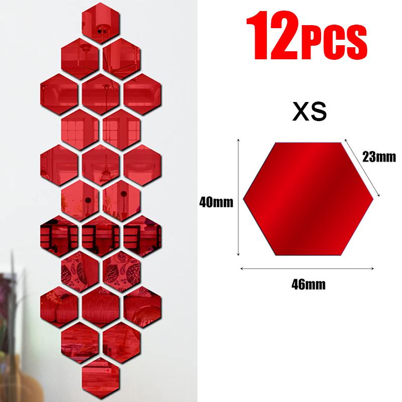 3D Hexagon Mirror Wall Stickers DIY Wall Mirrors Sticker Removable Self Adhesive Aesthetic Mosaic Tiles Decals Home Decoration