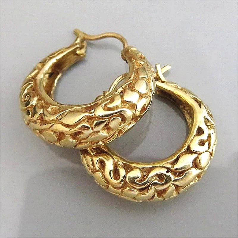 Elegant  Hollowed Hand Carved Hoop Earrings for Women's Vintage Golden Plated Festival Vacation Jewelry Accessories Gifts