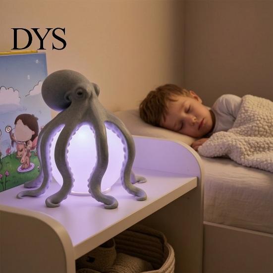 Dimmable Bedside Nightlight 3D Printed Octopus Night Light, Creative Table Lamp with Remote Control, 7 Color RGB Gradient Sleep LED for Kids Bedroom &