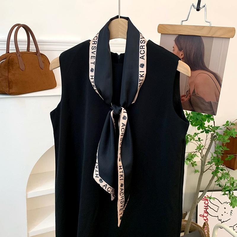 Summer New Long Silk Scarf Women's Small Streamer Printing Imitation Silk Suit Sweet Small Scarf