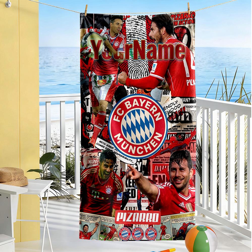 Bayern Munich Personalized Name Beach Towel High Absorbency & Quick-Dry Perfect for Traveling Yoga Camping and Swimming