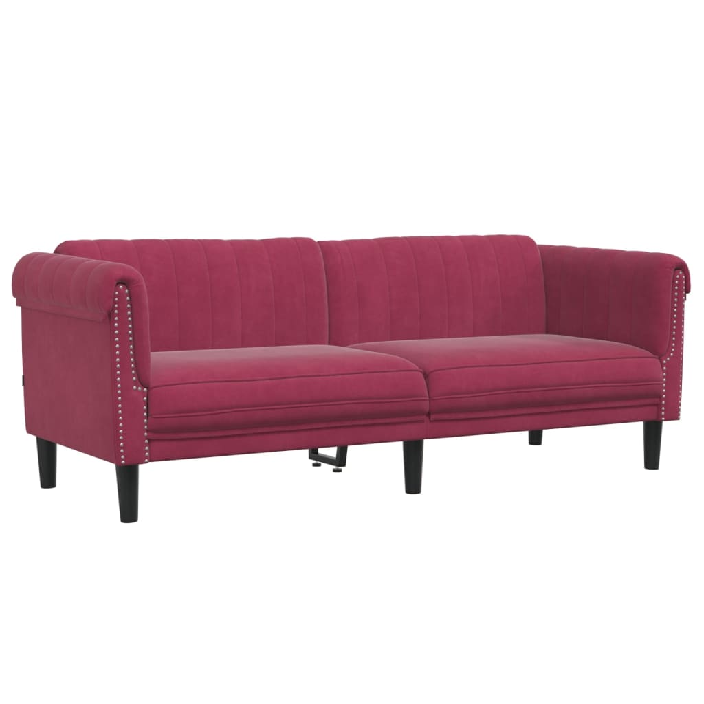 2 Piece Sofa Set in Burgundy Velvet