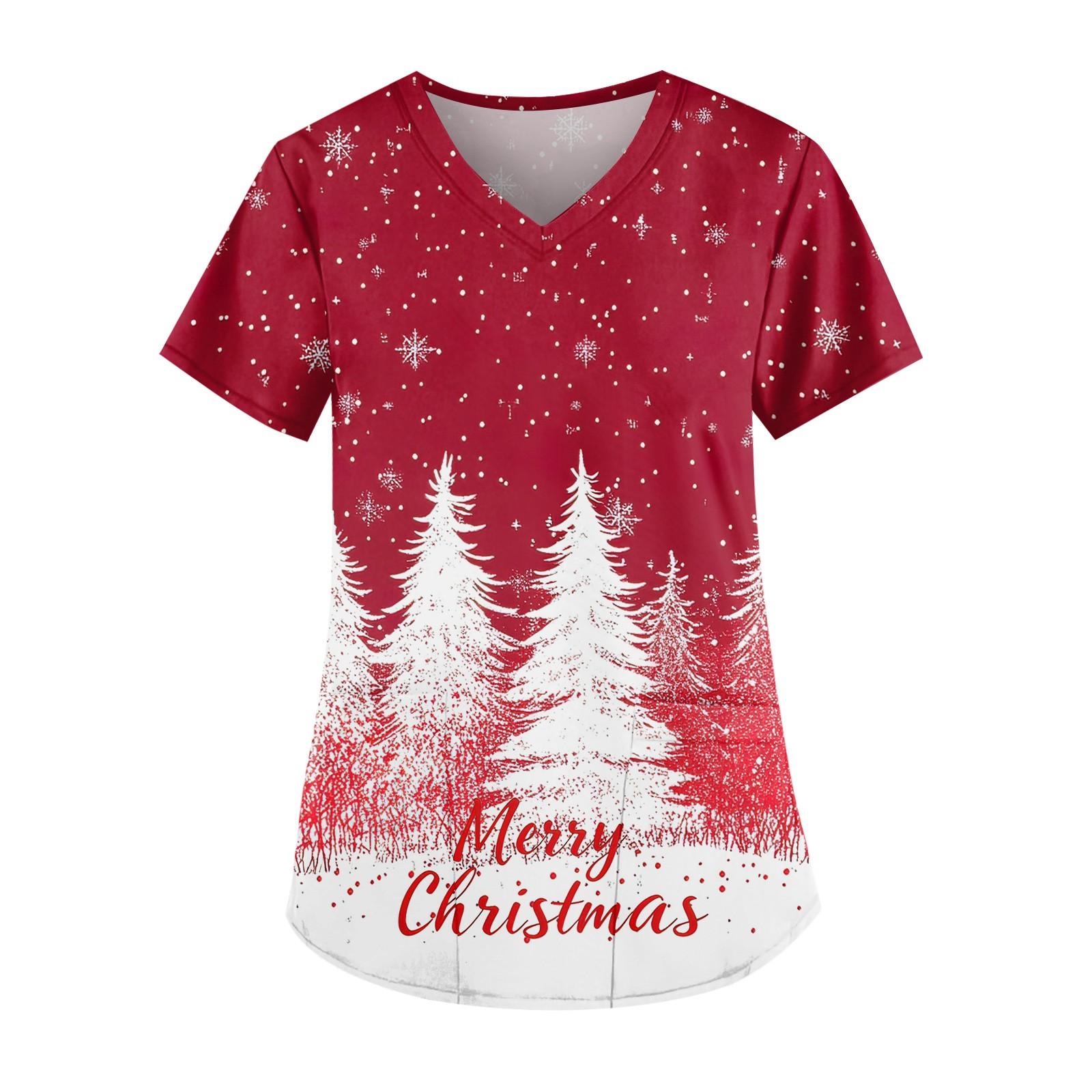 

Рабочая форма больших размеров с принтом, топы для женщин, забавные футболки с v-образным вырезом и короткими рукавами, рабочая одежда, футболка с карманами XXL белый