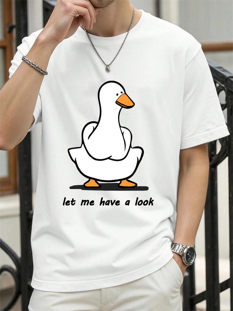 Let Me Have A Look Goose Printed TShirts Womens Cotton Summer Tops Soft Loose ONeck Short Sleeve T Shirts Casual Woman Clothes