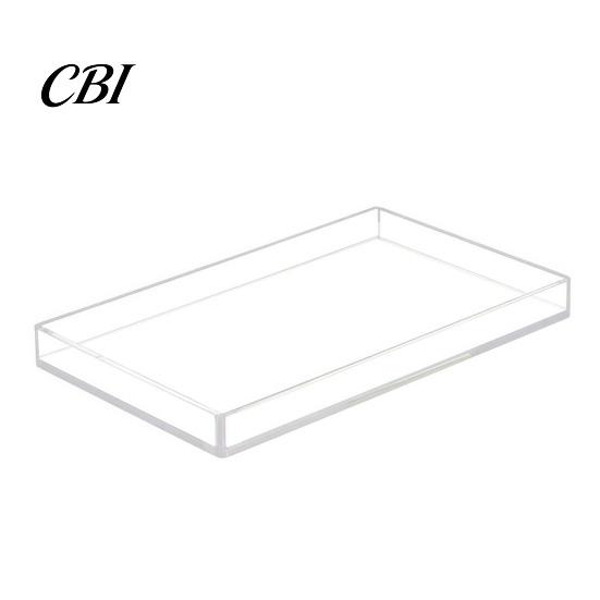 Organizing Tray for Toiletries Clear Acrylic Decorative Tray, Modern Rectangular Vanity Space Stylish Tabletop Organizer Saving Jewelry And