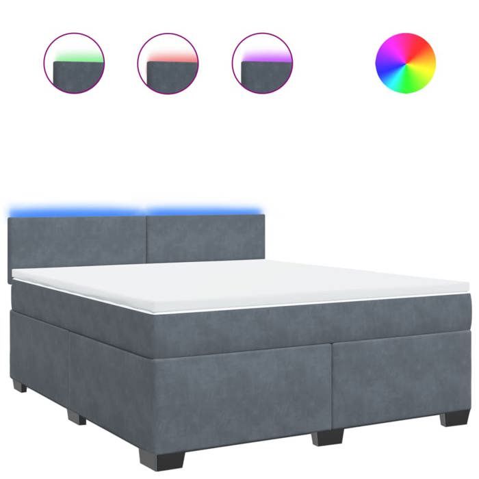 VidaXL Sommier à lattes de lit et matelas Gris foncé 180x200cm Velours 3288673