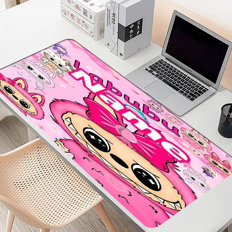 Custom Name Personalized Labubu Pattern Mousepad, Laptop PC Desk Mat, Decorative Desk Mat for Home Keyboard Pad Gift