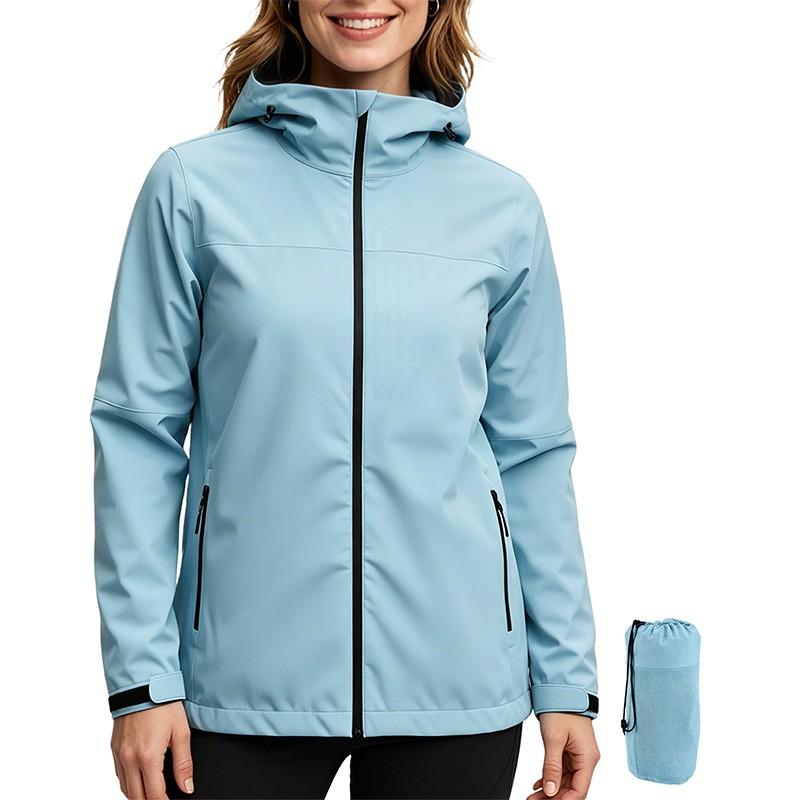 Womens Hooded Hiking Jacket Waterproof Windproof Outdoor Trekking Coat