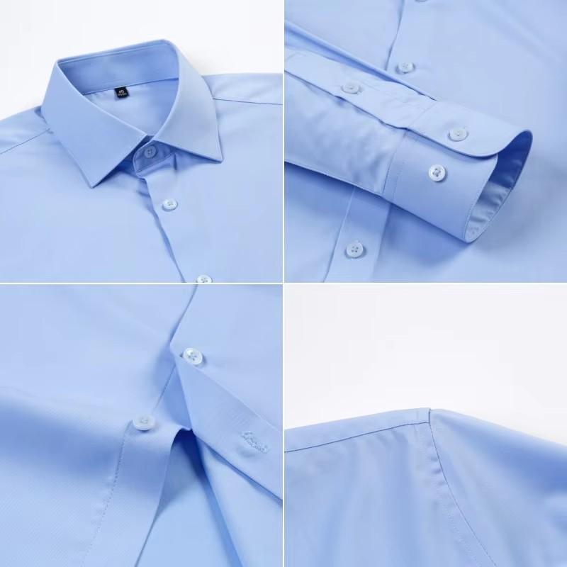 New Quality Men Shirt Bamboo Fiber Long Sleeve Anti-wrinkle Non-ironing Slim Fashion Casual Business Office White Blue Shirt 5XL