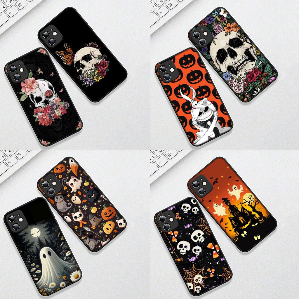 Halloween Little Ghost With Pumpkin Cover for Samsung Galaxy S25 S24 S23 Fe Ultra Plus S7 Edge A05 A06 A16 A55 A15 A35 Case