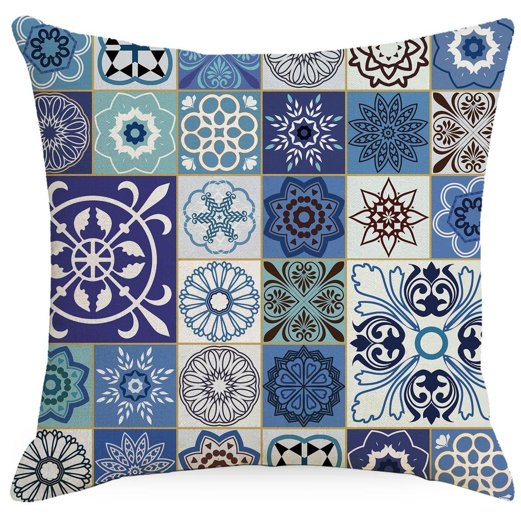 Ethnic Bohemian Pillowcase Living Room Sofa Bedroom Backrest Single-sided Linen Geometric Graphic Retro Pillow