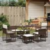 VidaXL Ensemble à manger de jardin et coussins 7 pcs marron rotin, ensemble à manger d'extérieur, meuble à manger de jardin, 369010