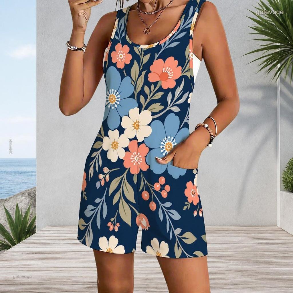 Plus Size Womens Romper Tank With Side Pockets
