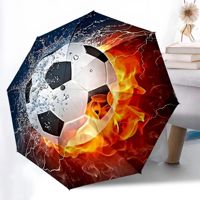 1 pièce Ballon de Football Électrique avec Conception Pliante à Ouverture Automatique, Parapluie d'Extérieur à Structure en Fer à 8 Bâtons, Cadeau Parfait pour les Fans, les Voyageurs, Usage Quotidien,