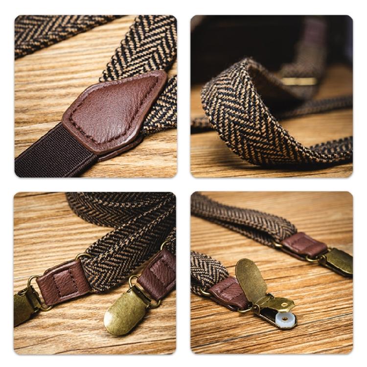 Durable Metal Clip Suspenders Jacquard Elastic Clip On Adjustable Length Men's Wardrobe Essential