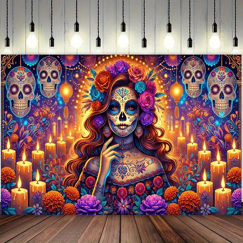 1 piece Day of the Dead celebration background cloth party decoration background banner decorative prop