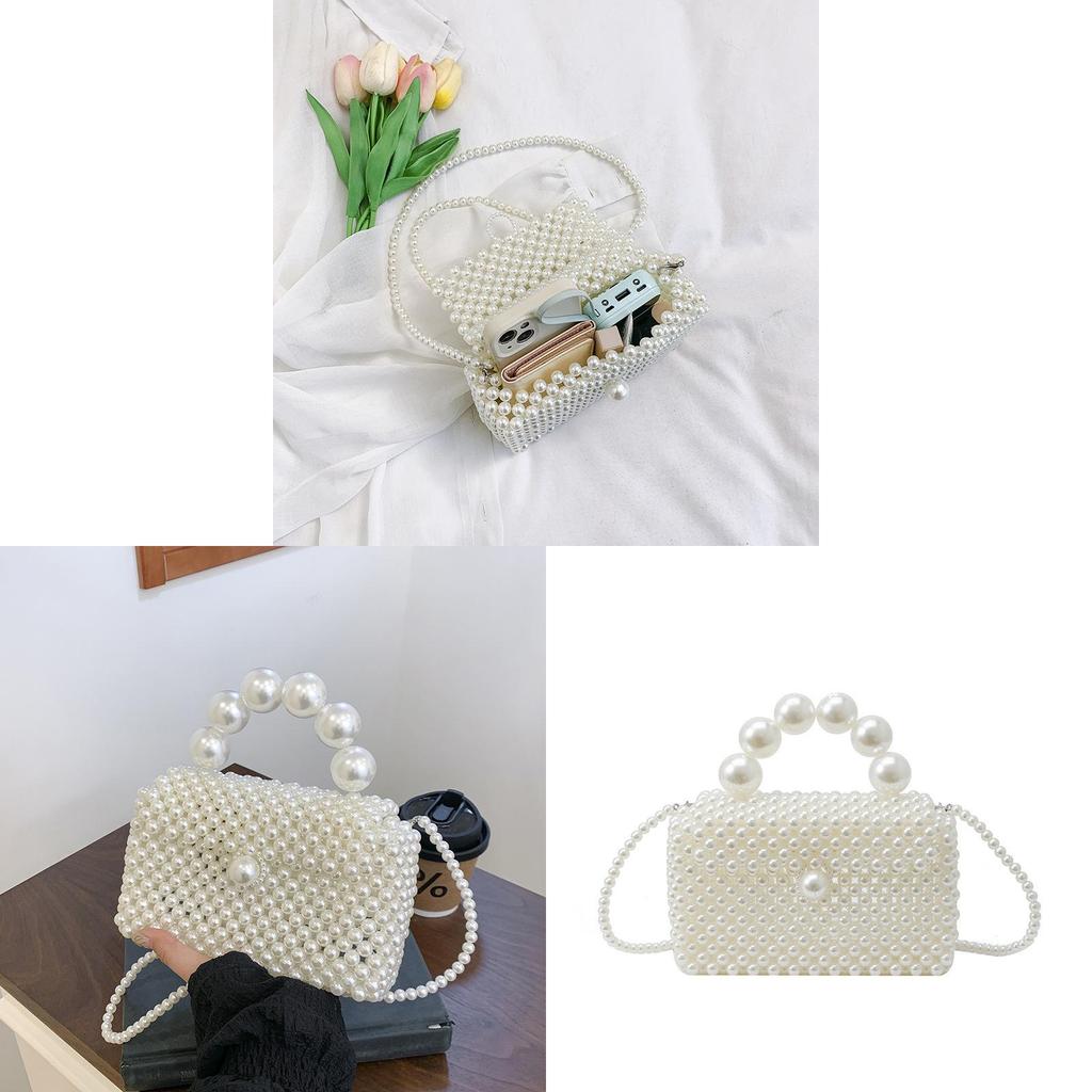 Handwoven Mini Pearl Shoulder Bag For Women With Magnetic Closure Perfect For Daily Use