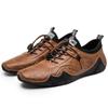Mens Casual Leather Loafers Breathable Low-Heel Slip-On Shoes Daily Wear In Large Sizes