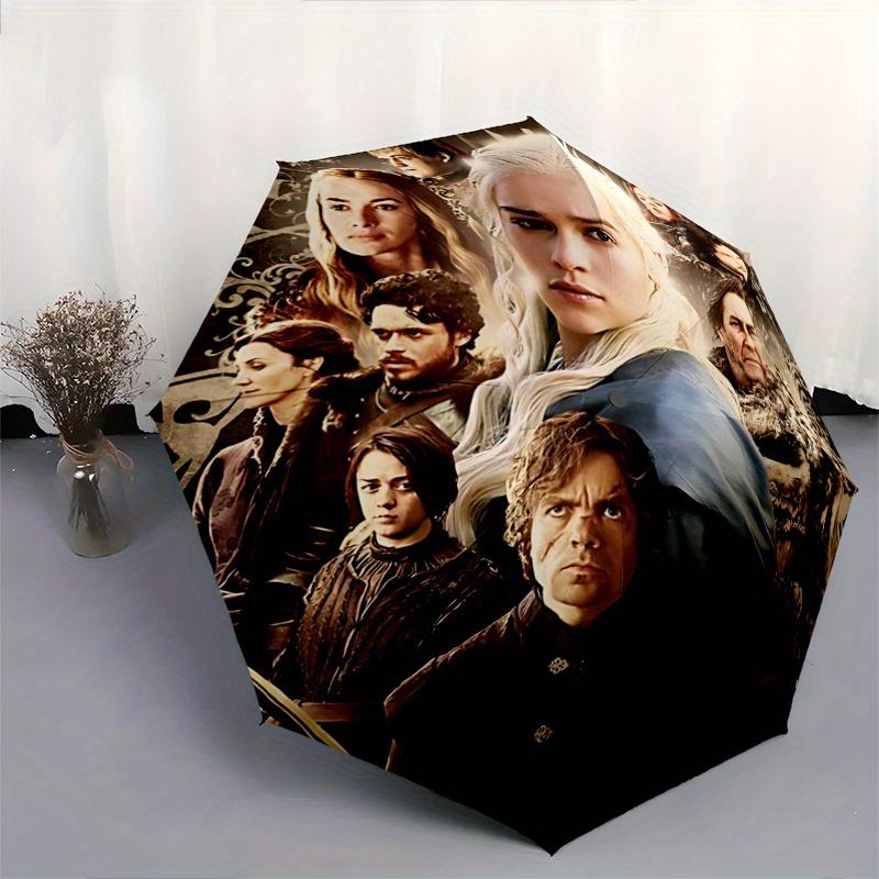 1pc Game of Thrones Inspired Automatic, Cute Cartoon Pattern, Portable Outdoor Umbrella, Perfect, Holiday Gift for fans.A097
