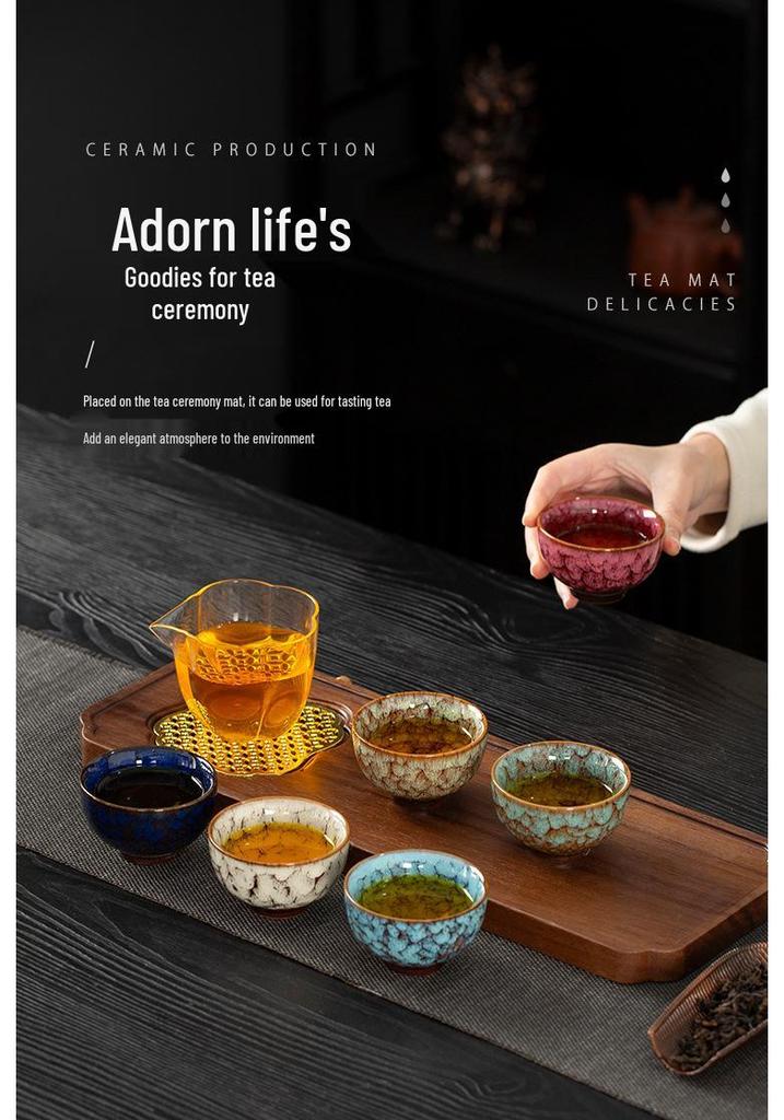 Ceramic Tea Cup Set: Master Kiln Change, Six Colors, Tea Tasting Gift Box, Souvenir & Business Gift.