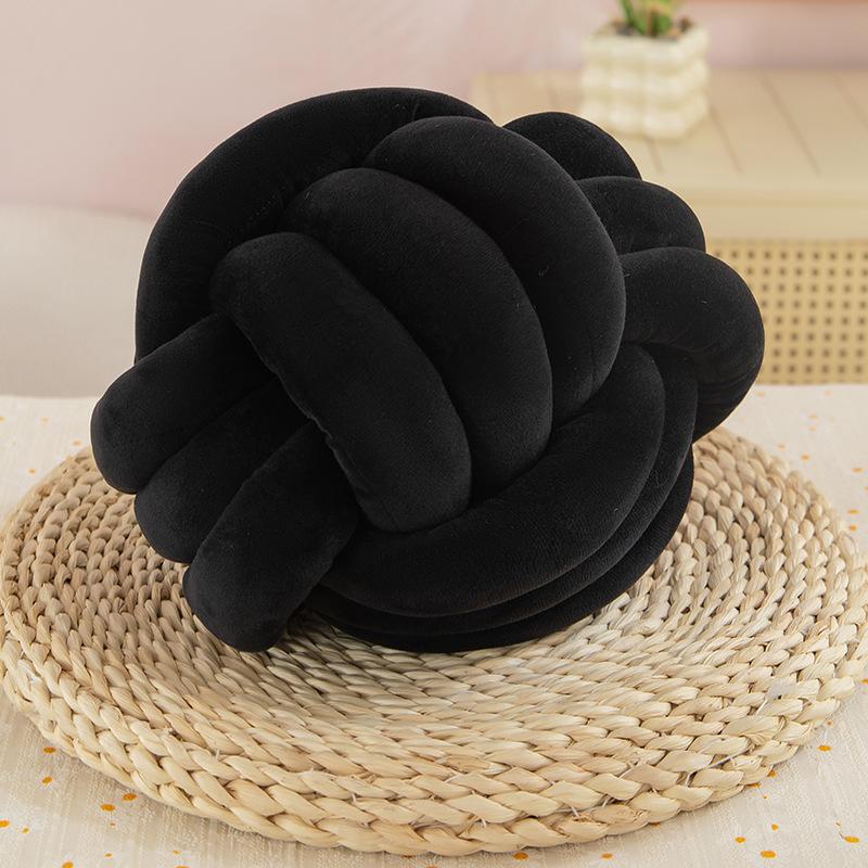 Nordic Hairball Pillow Three-strand Rope Knotted Ball Pillow Hand-woven Velvet Pillow Cushion Knot Bay Window Cushion