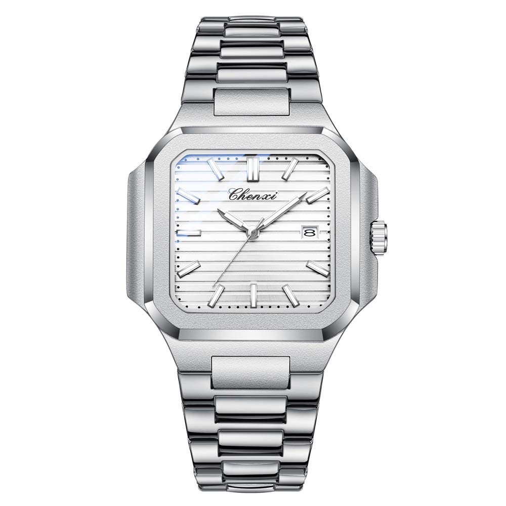 Chenxi Brand Men's Quartz Watch Square Stainless Waterproof Luminous Date Luxury Women's Wristwatch Male Clock Gift For Couple