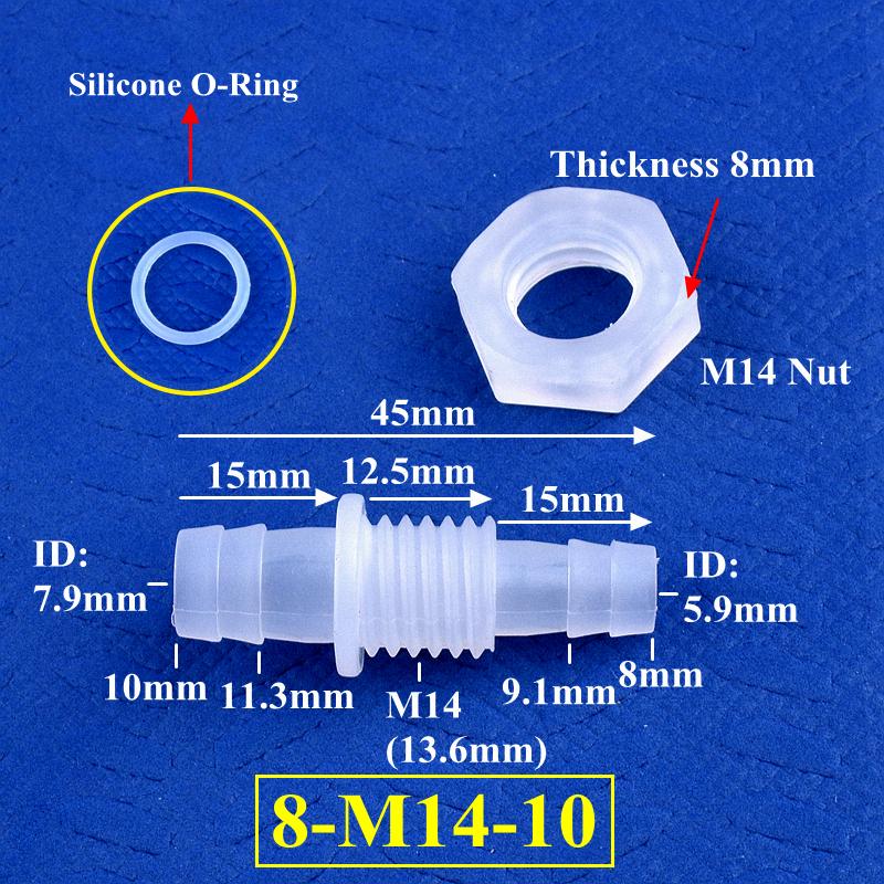 3~12mm Racord Bulkhead PP Pagoda Conector Direct Cu Piuliță Filet M6-16 O-Ring Irigare Grădină Acvariu Rezervor Pompă Aer Furtun Racord