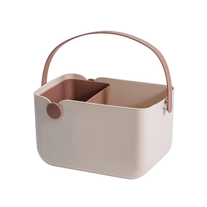 

Multifunctional Bath Storage Basket Cosmetics Handheld Box Portable Outdoor Travel Beach Drainage Basket Picnic Storage Baskets бежевый