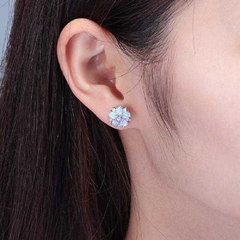 European Style Opal Flower Earrings - Australian Opal, Simple Design