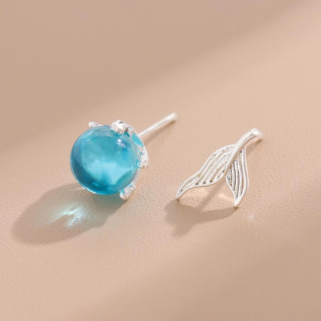 Blue Crystal Mermaid Fishtail Earrings