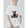 Crewneck T Shirt Black Bear Basketball and Sneakers Print Casual Streetwear for Men and Women