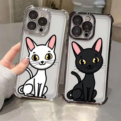 Cartoon Cat Cute Phone Case for iPhone 11 13 15 16 17 Pro Max 14 Plus 17Air 16E 13 Pro 12 Mini 17Pro Soft Shockproof Clear Cover
