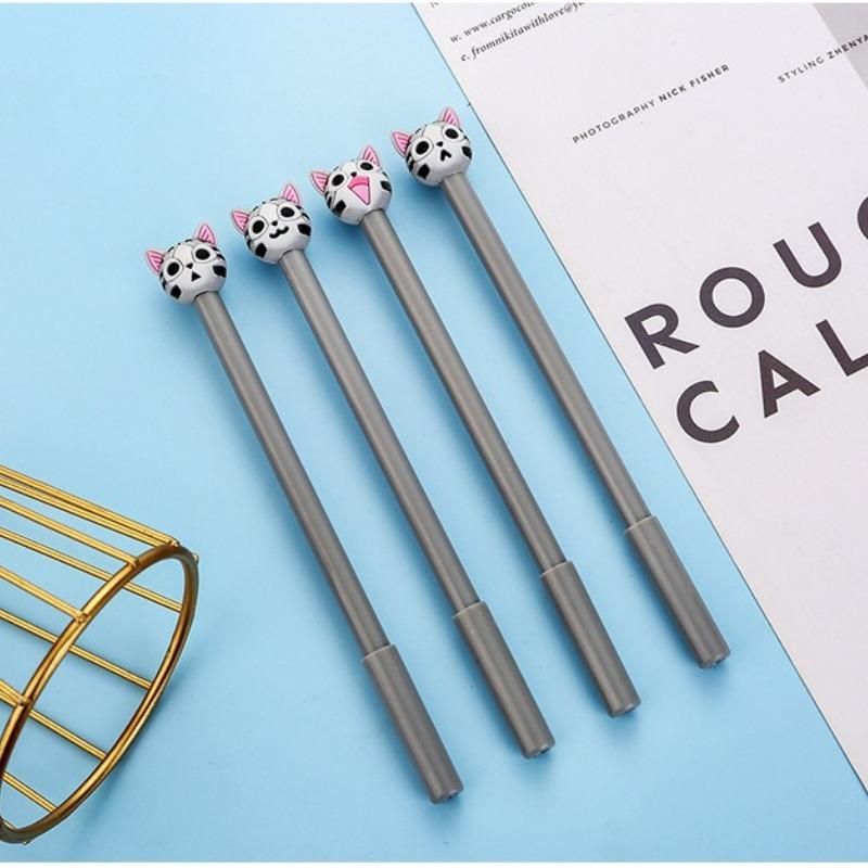 1 Pc Cartoon Kitten Head Pen Fluent Writing Suitable for Office Work, Brushing Questions, Signing Writing, Diaries, Notes, Student Classroom Prizes