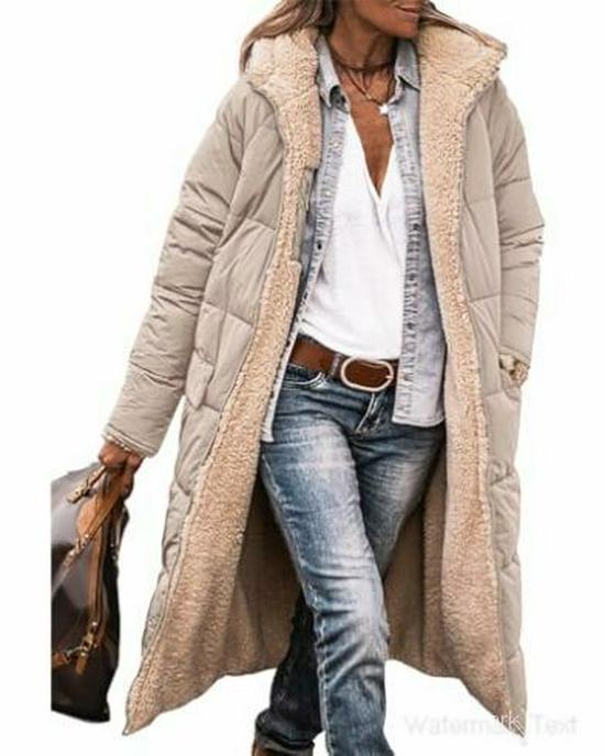 Solid Color Hooded Cotton Double-Sided Slim Fit Cardigan Coat with Long Sleeves