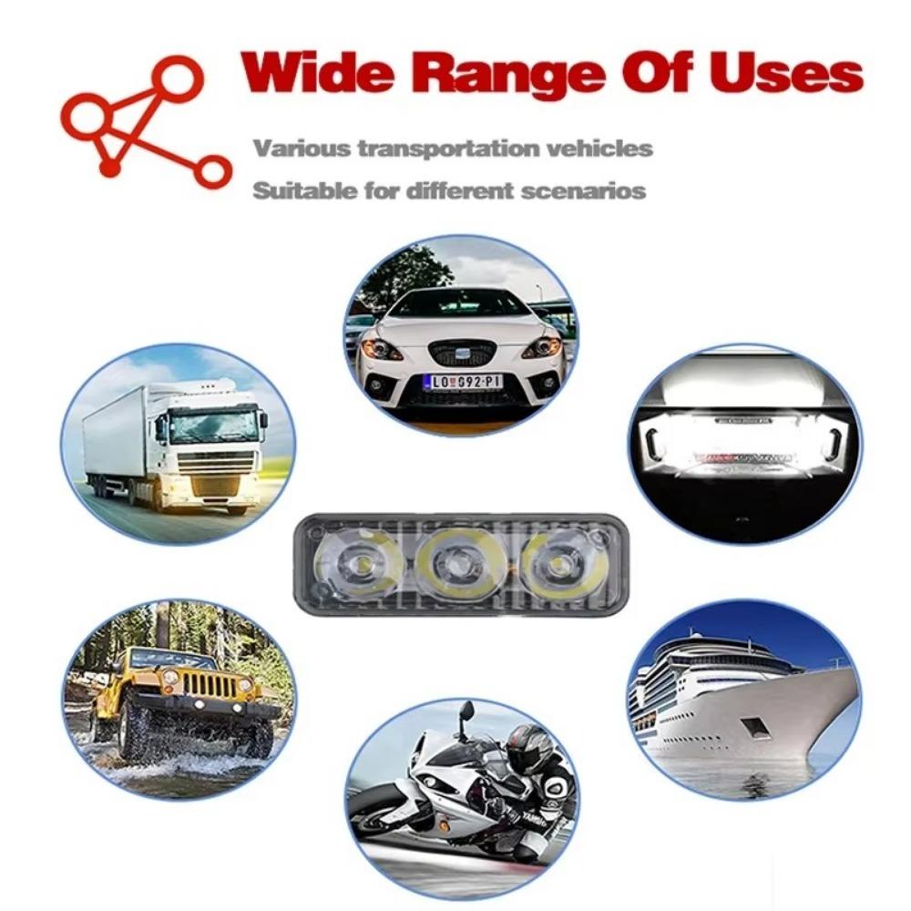 3 LED Daytime Running Light Waterproof IP67 Car Motorcycle DRL Constant/Flash
