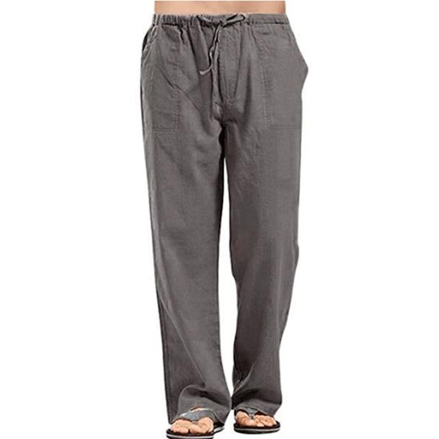 Sommer Einfarbig Atmungsaktive Leinenhose Herren Baumwollleinenhose