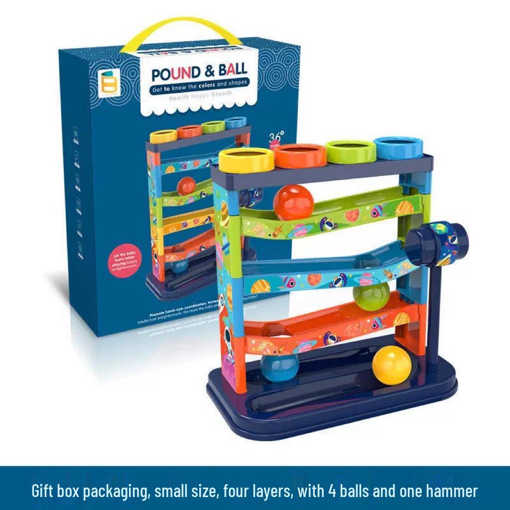 

Rainbow Ball Slide Tower Toy Set with Hammer - Educational Fun for Kids 3+