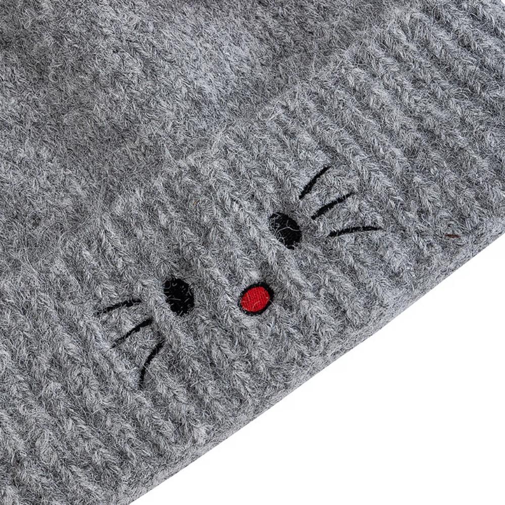 Hot Sale Women Loose Soft Beanie Hat Lovely Cute Cat Ear Bow Design Winter Knitted Hats For Female Streetwear Winter Hat