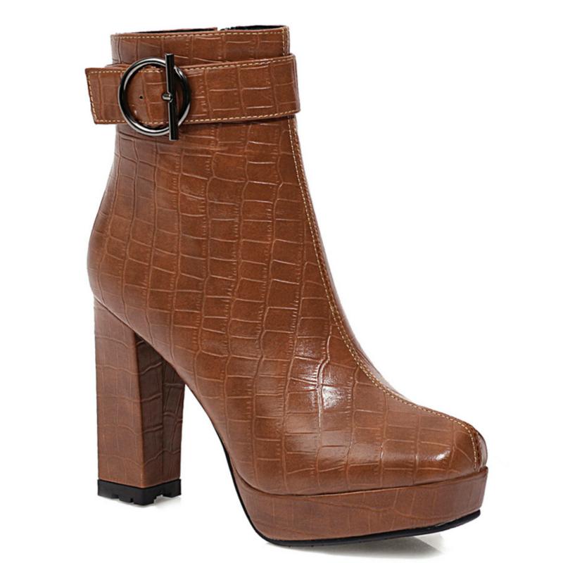

Сексуальные женские ботильоны на платформе из змеиной кожи, армейские туфли, черные, коричневые, на высоком каблуке, модные осенне-зимние мотоциклетные ботинки для женщин 37