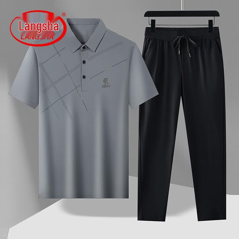 Langsha Men s Polo Shirt  Long Pants Set XL