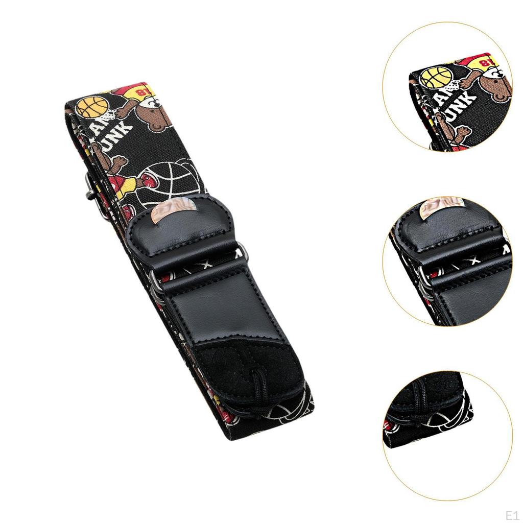 Acoustic Guitar Strap Adjustable Length with 2 Picks and Lanyard Breathable Shoulder