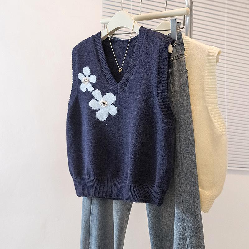 Real Shot: Plus Size Women s Korean-Style Embroidered Slimming Vest XL
