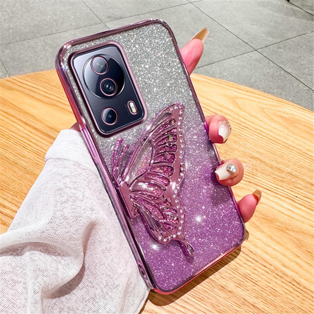 Mi13T Gradient Butterfly Quicksand Phone Case For Xiaomi Mi 13T Pro 13 11 Lite 11T 12T POCO X6 X3 M6 Pro C65 C55 C40 Soft Cover